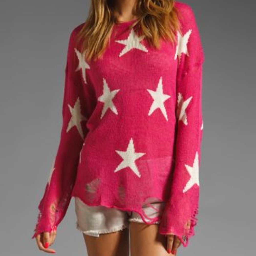 Wildfox White Label Seeing Stars Lennon Sweater Pink Large
